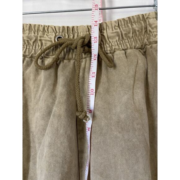 Pretty Little Thing Pants 6 Cargo Tapered Pockets Green Elastic Waist Boho - Picture 7 of 13
